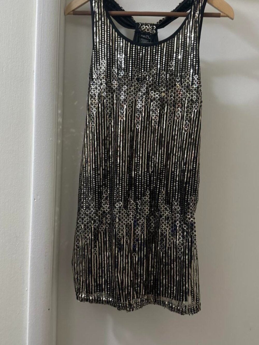 Rue 21 Black Gold Sequin Dress — Glam Party Dress, Size M